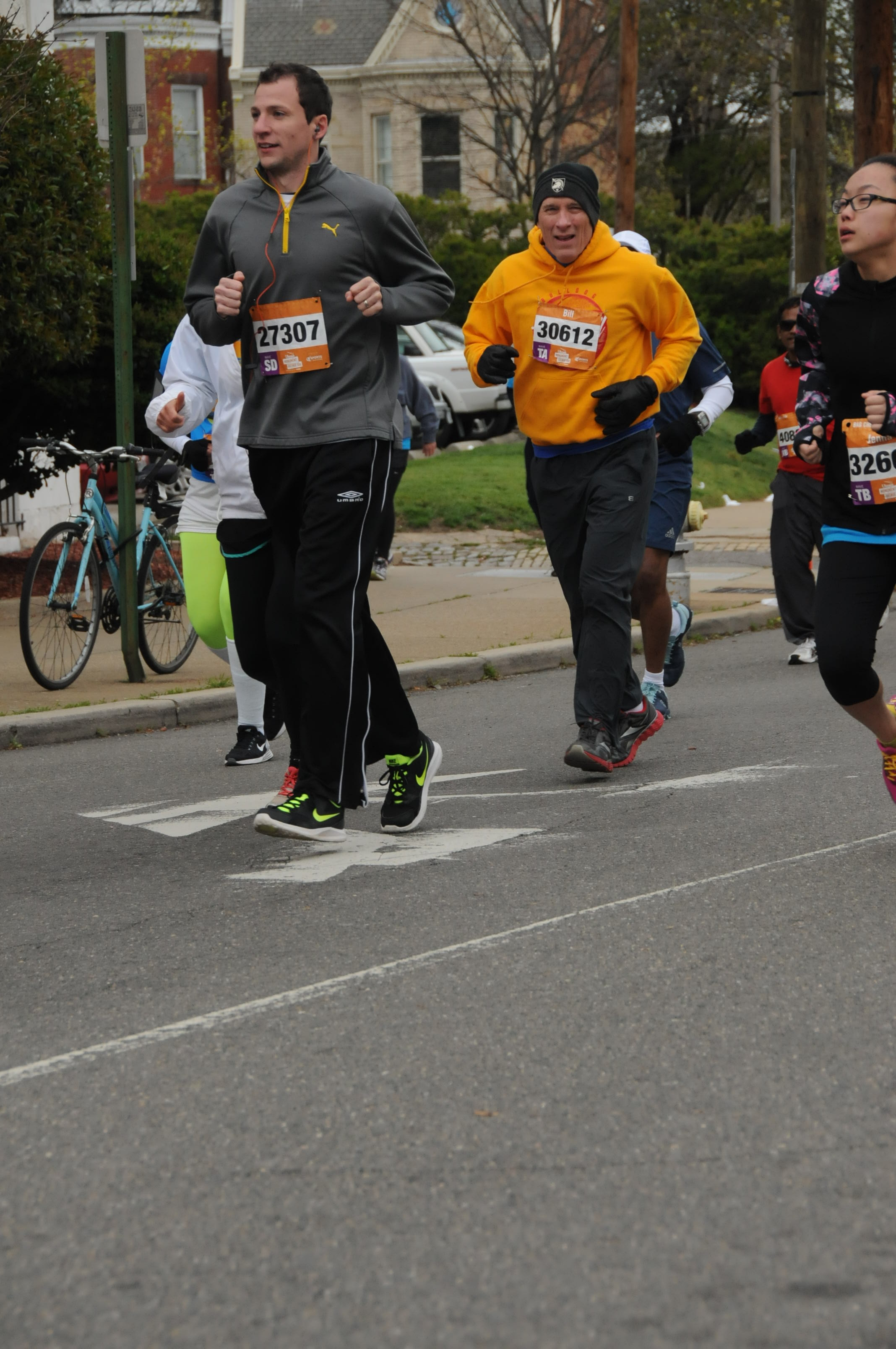 Bill Hughes (in orange) on April 9, 2016 at the Ukrop's Monument Avenue 10k.