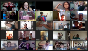 Screen shot of a virtual meeting of the Fall Fit Club