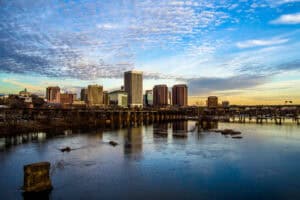 Photo of the Richmond skyline and James River