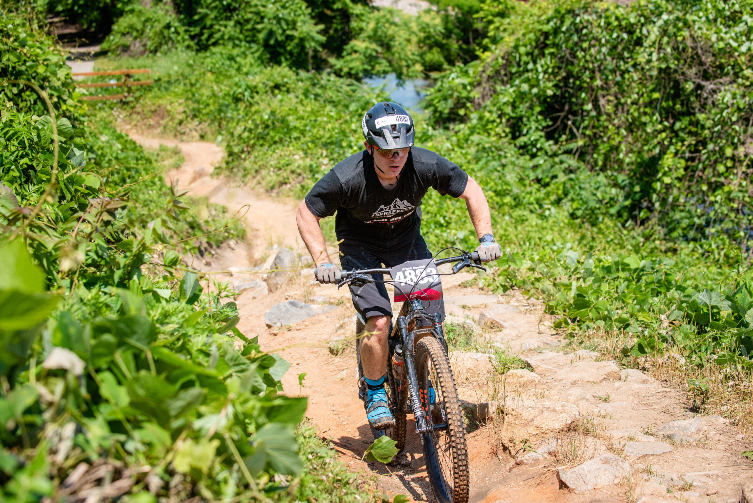 Mountain bikers take Dominion Energy Riverrock on one of the trails in the James River Park System.