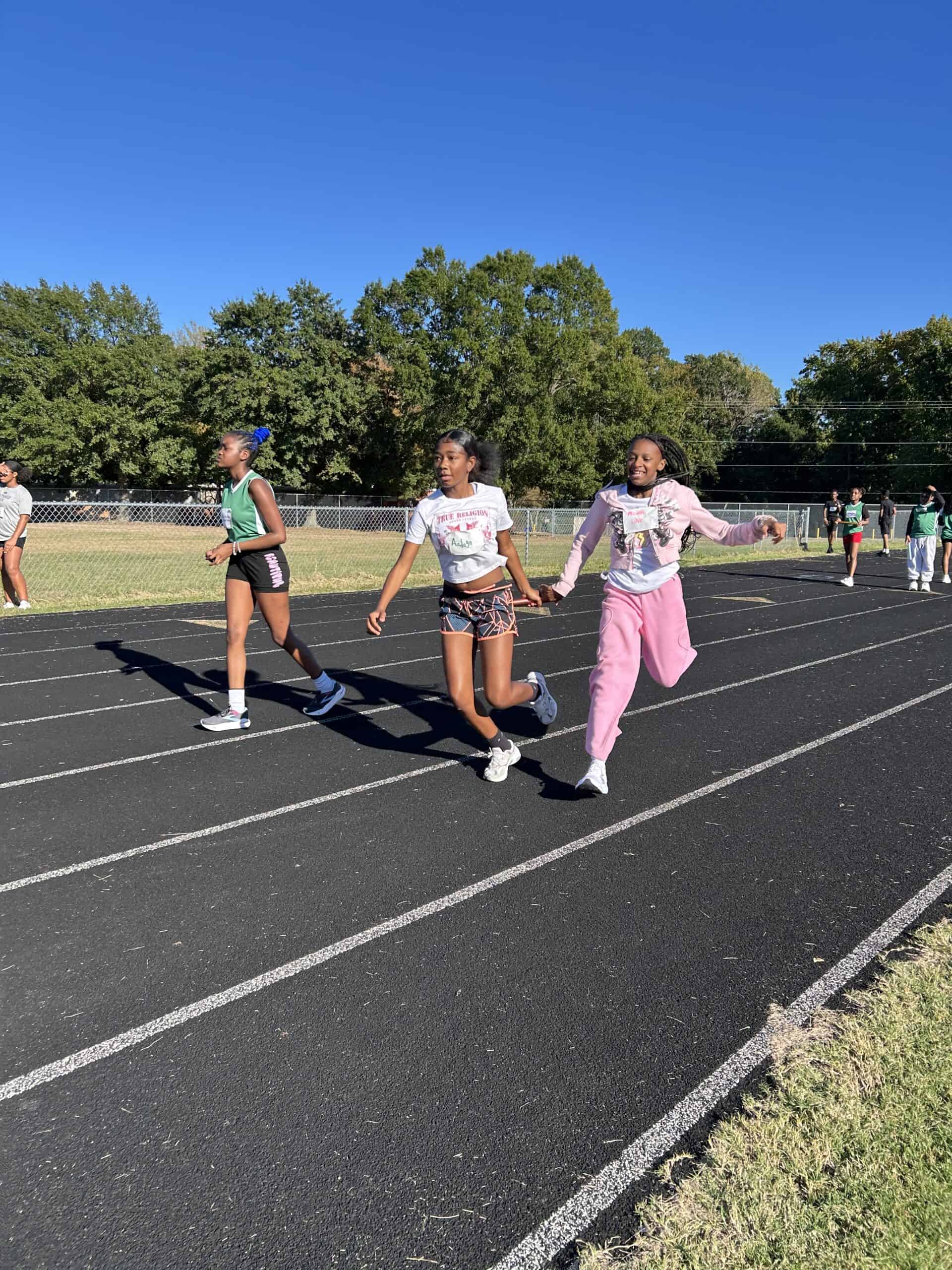 RPS students run a relay race.
